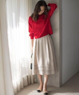 組曲 ラメオーガンジー スカート サンドベージュ系