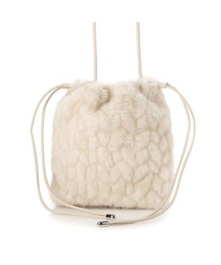 UNBILLION カシュカシュ cachecache / ミンク風カットファー巾着ミニバッグ アイボリー