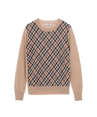 DAKS チェック ジャカードプルオーバー ベージュ