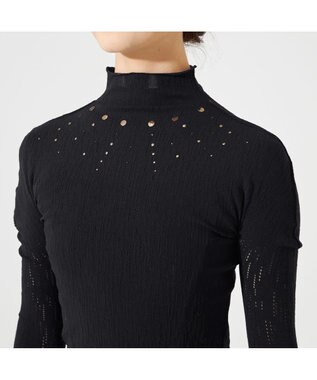 Chacott 【ノーソーイングニット】スタッズハイネックショートトップ ブラック