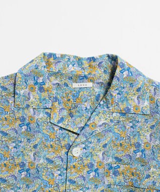 LENO LIBERTY PRINT OPEN COLLAR SHIRTS / リバティプリント半袖シャツ BLUE