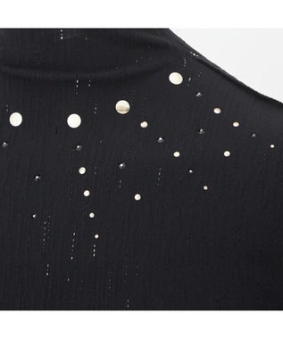 Chacott 【ノーソーイングニット】スタッズハイネックショートトップ ブラック