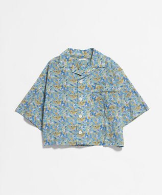 LENO LIBERTY PRINT OPEN COLLAR SHIRTS / リバティプリント半袖シャツ BLUE