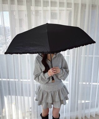 WEGO 【日傘/雨晴兼用/UVカット/日焼け対策/紫外線対策/熱中症対策】PROTECT　U　フリル ブラック