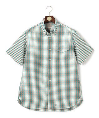 J.PRESS MEN 風が通るシアサッカーの清涼感【吸水速乾 / 高通気性】【クールマックス】サッカーギンガムチェック シャツ / B.D. グリーン系3