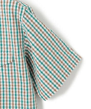 J.PRESS MEN 風が通るシアサッカーの清涼感【吸水速乾 / 高通気性】【クールマックス】サッカーギンガムチェック シャツ / B.D. グリーン系3