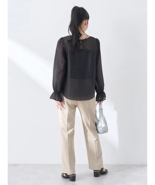 earth music&ecology キャンディースリーブシアーブラウス Black