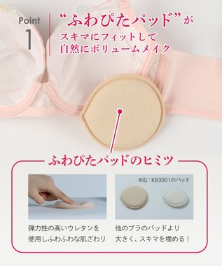 Wing ブラジャー バストとカップのすきまにフィット 自然にボリュームメイク 【スキマフィットブラ】 ブラ KB2365 ウイング／ワコール ピンク