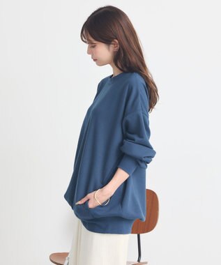 earth music&ecology サイドリブロゴスウェット Blue Green