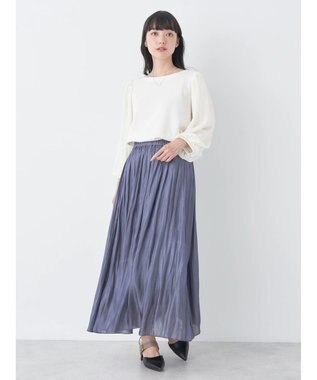 earth music&ecology シャイニーギャザースカート Charcoal Gray