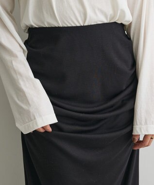 CRAFT STANDARD BOUTIQUE ドレープデザインIラインスカート Black