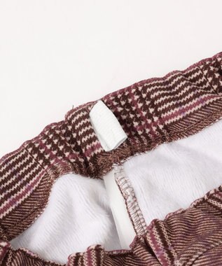 ANY KIDS レースアップ 裏シャギーワイドパンツ ブラウン×チェック