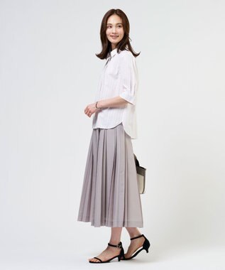 J.PRESS LADIES S 【シーンレスに活躍】セルロースカラミストライプ シャツ ブラウス ホワイト×ピンク系