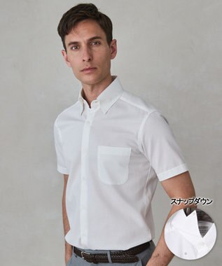 GOTAIRIKU 春夏向け【形態安定】SUMMERPREMIUMPLEATS_スナップダウンカラー 半袖ドレスシャツ(26年モデル) ホワイト系