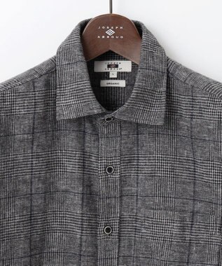 JOSEPH ABBOUD 【キングサイズ・柔らかな肌触り】 オーガニックラフィ グレンチェックシ ャツ ブラック系4