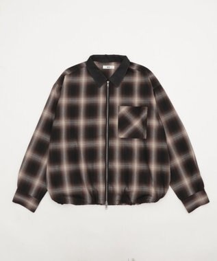 WEGO 【ユニセックス着用ITEM/MLサイズ展開】オンブレチェックシャツジャケット ブラウンチェック1