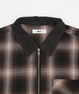 WEGO 【ユニセックス着用ITEM/MLサイズ展開】オンブレチェックシャツジャケット ブラウンチェック1