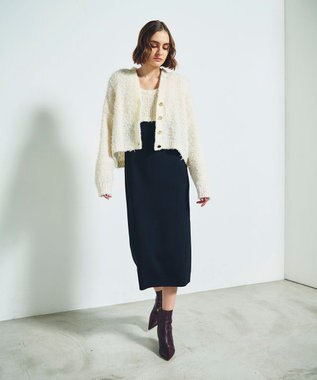 GRACE CONTINENTAL ツイーディーリボンヤーンカーディガン キナリ