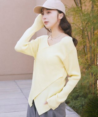 earth music&ecology クロスニットプルオーバー Yellow