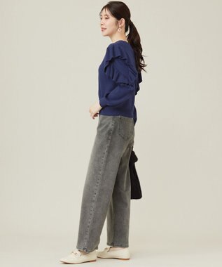 ANY SIS 【洗える】フリルスリーブ ニット ダークブルー