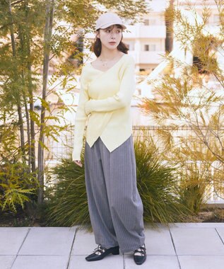 earth music&ecology クロスニットプルオーバー Yellow