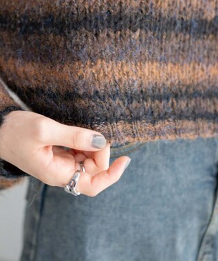 WEGO 段染めボーダーモヘアライクニット ブラウン