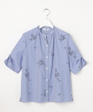 J.PRESS LADIES 【一枚で着映え】ストライプ×フラワープリント ブラウス