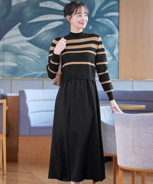 Tiaclasse ニットドッキングワンピース ブラック