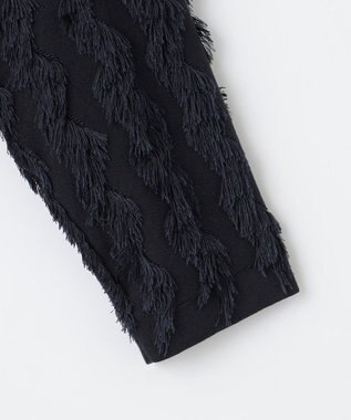 自由区 L 【洗える】カットジャガード ニット ネイビー