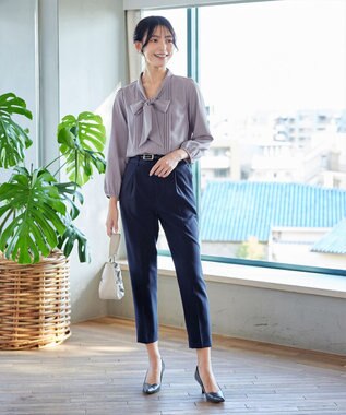 Tiaclasse 【新色追加・洗える】リボンタイブラウス グレー