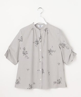 J.PRESS LADIES 【一枚で着映え】ストライプ×フラワープリント ブラウス