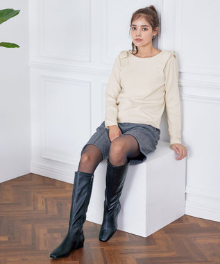 Tiaclasse 【洗える】ショルダーリボンニットトップス オフホワイト