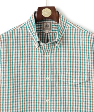 J.PRESS MEN 風が通るシアサッカーの清涼感【吸水速乾 / 高通気性】【クールマックス】サッカーギンガムチェック シャツ / B.D. グリーン系3