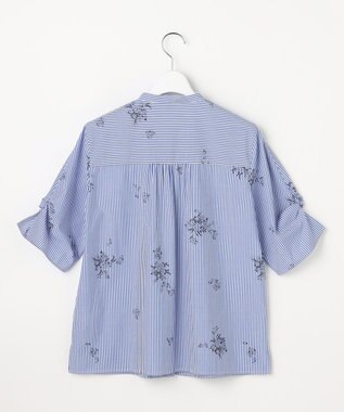 J.PRESS LADIES 【一枚で着映え】ストライプ×フラワープリント ブラウス ネイビーストライプ系