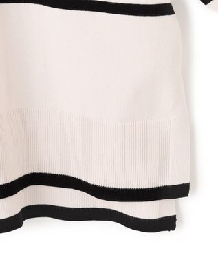 UNFILO L マイビューティニット ワイドクルーネック グレージュボーダー