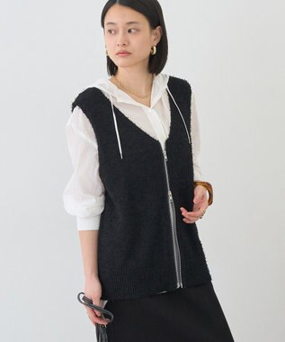 AMERICAN HOLIC ダブルZIPシャギーニットベスト Black