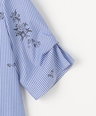 J.PRESS LADIES 【一枚で着映え】ストライプ×フラワープリント ブラウス ネイビーストライプ系