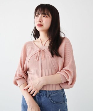 Green Parks ・swing by SET2点ニットボレロ&ニットキャミ Pink