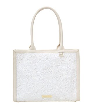 Maison de FLEUR フラワーレーススクエアトートバッグ Ivory