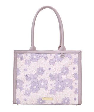 Maison de FLEUR フラワーレーススクエアトートバッグ Lavender