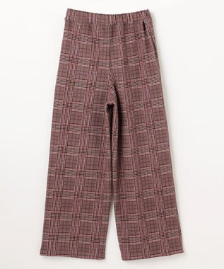 ANY KIDS レースアップ 裏シャギーワイドパンツ ブラウン×チェック