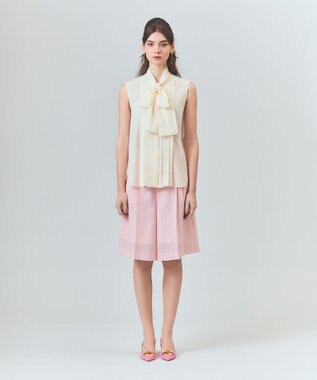 GRACE CONTINENTAL リネンライクボウタイノースリーブ キナリ