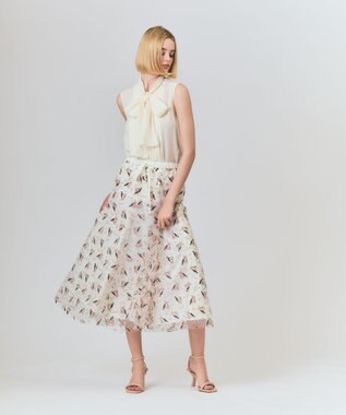 GRACE CONTINENTAL リネンライクボウタイノースリーブ キナリ