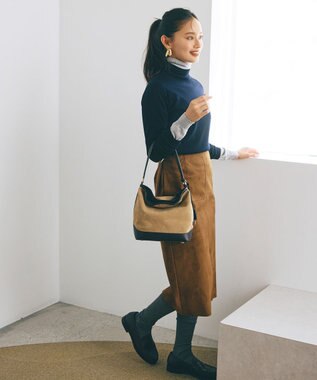 TOPKAPI 【TREASURE TOPKAPI】スエード レザーコンビ ワンショルダーバッグ チャーム付き ベージュ