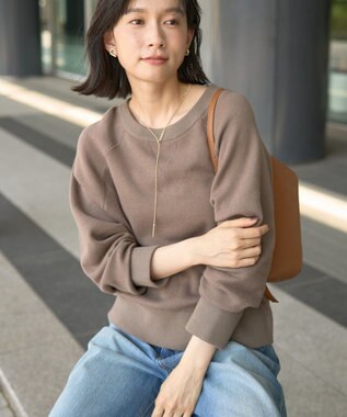 AMERICAN HOLIC ソフトコットンスウェットライクニットトップス モカ