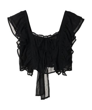 earth music&ecology フロッキードットフリルビスチェ Black