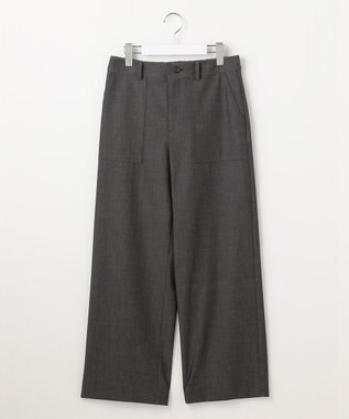 J.PRESS LADIES S シャンブレー2wayストレッチ ワイド ストレート パンツ チャコール系