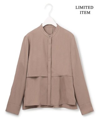 ICB L 【WEB限定・洗える】シルキーツイル  クロップドシャツ モカ系