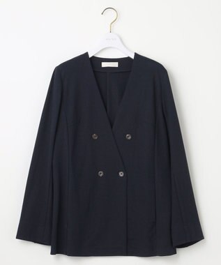 ANY SIS 【洗える】ノーカラーライト ジャケット ネイビー