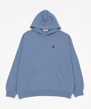 WEGO 【ユニセックス着用ITEM/SMLサイズ展開/裏起毛】ワンポイント刺繍プルパーカー ブルー